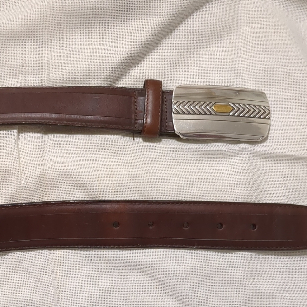 Brighton Dark Brown Leather Belt with Silver Buckle